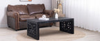 47.2" Solid Black Carved Wood Coffee Table