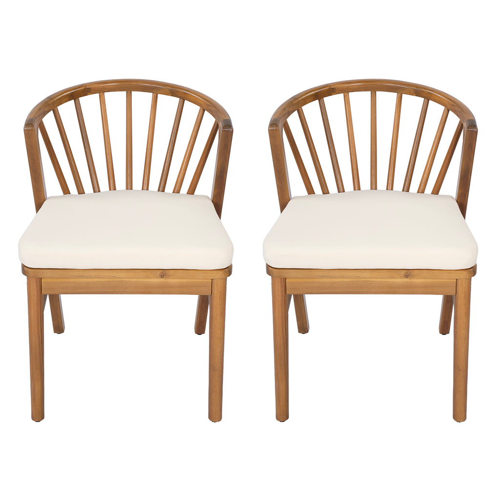 Outdoor Dining Chairs Set of 2 - Acacia Wood Patio Chairs