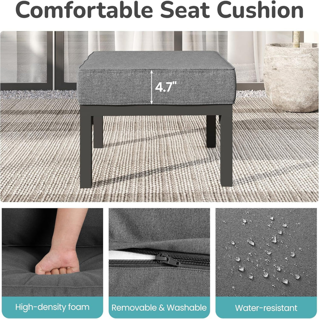 Set of 2 24" Aluminum Patio Ottomans
