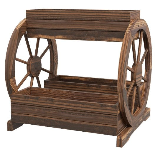 Outdoor Wooden Wagon Planter Box