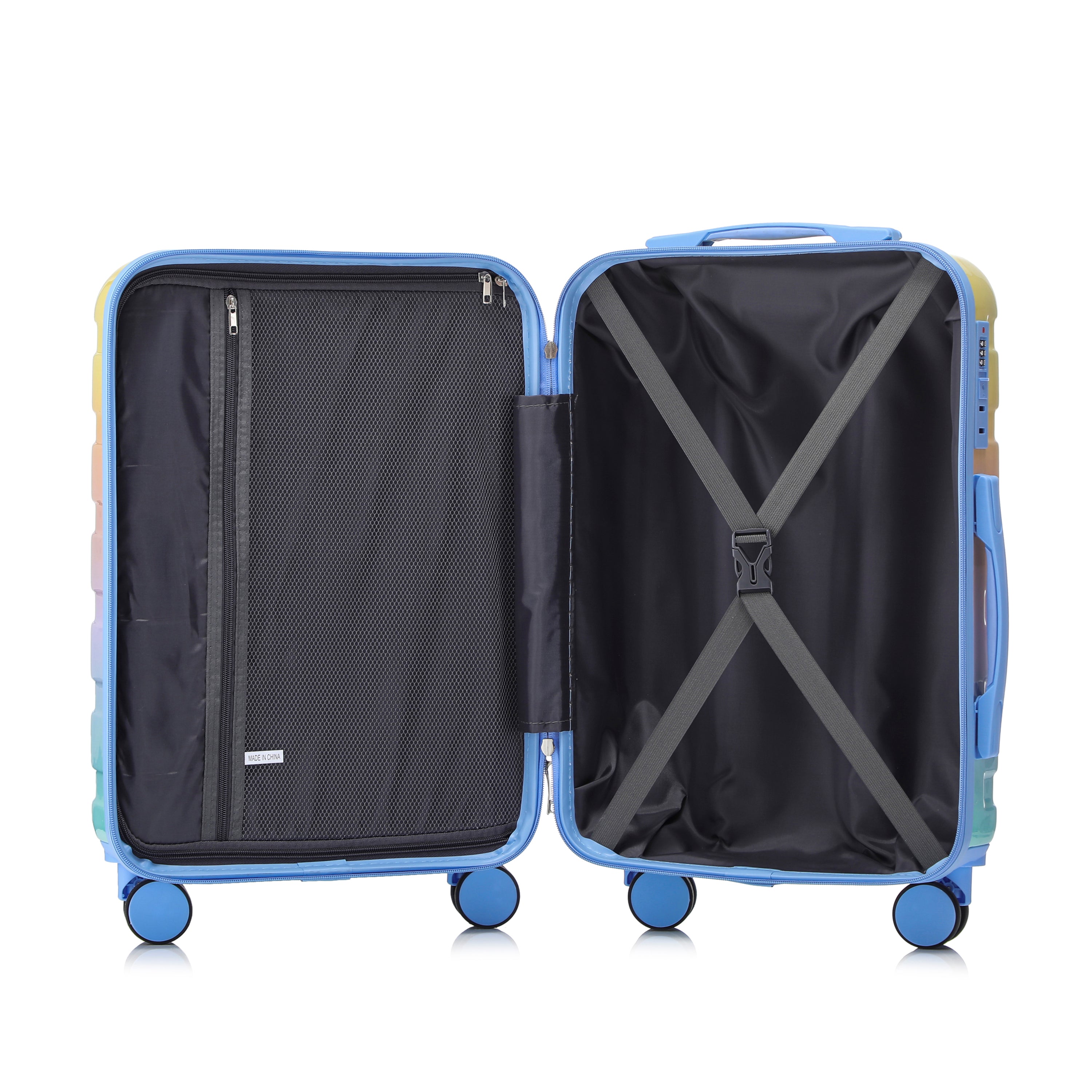 14'/20' 2-Piece PC Spinner Wheel Luggage Set in Gradient Blue Yellow