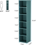 70.9" Blue 6-Tier Narrow Corner Cube Bookcase