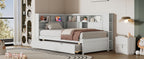 Twin Size Wood Daybed with Storage Shelves, USB and Trundle