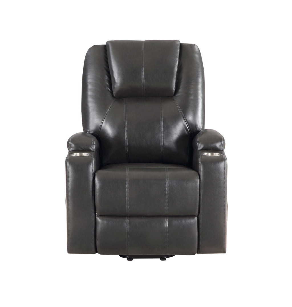 Gunmetal Leather Aire Recliner with Power Lift & Massage