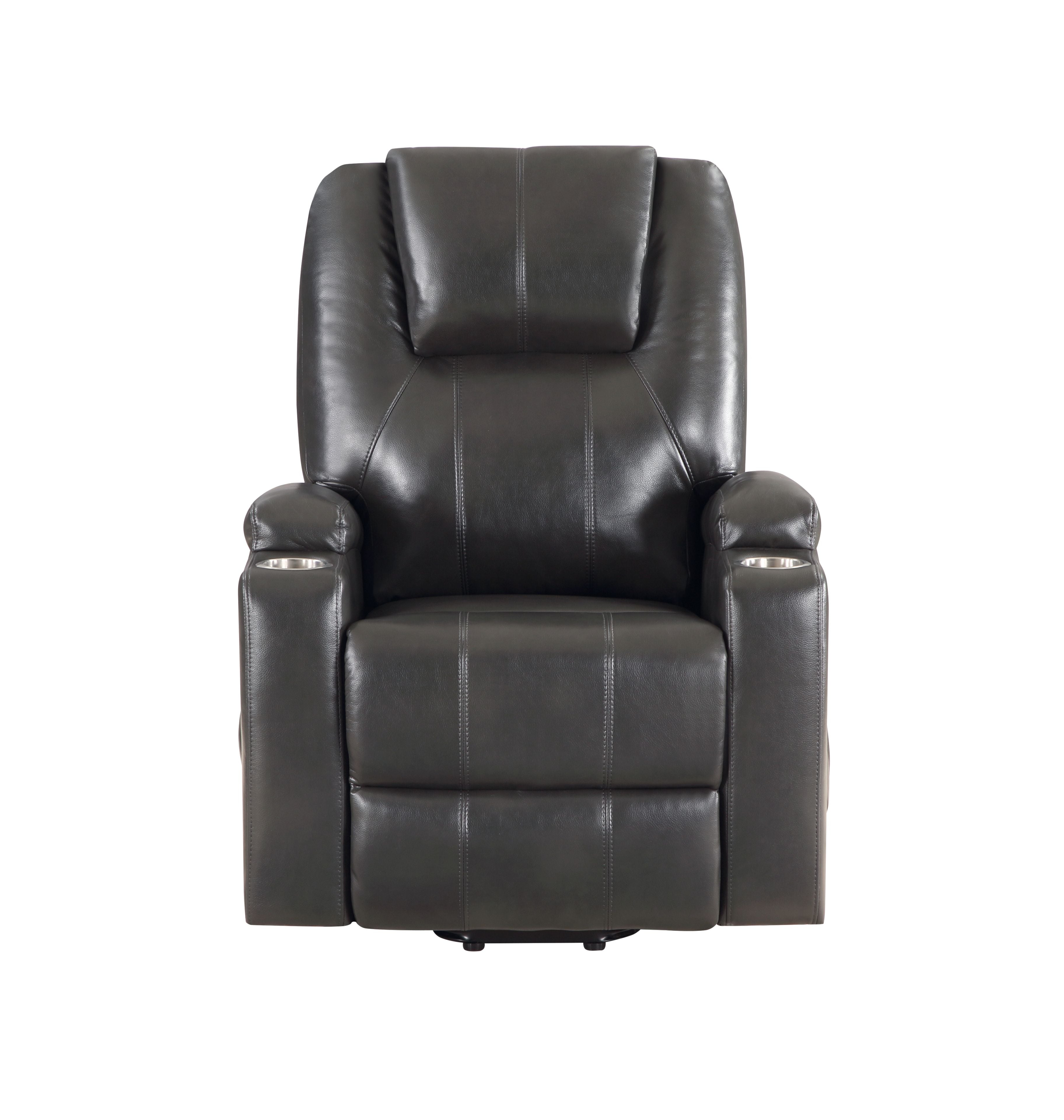 Gunmetal Leather Aire Recliner with Power Lift & Massage