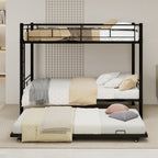 Black Twin Metal Triple Bunk Bed – Space-Saving and Modern