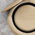 Round Storage Ottoman, Woven Rattan Fabric