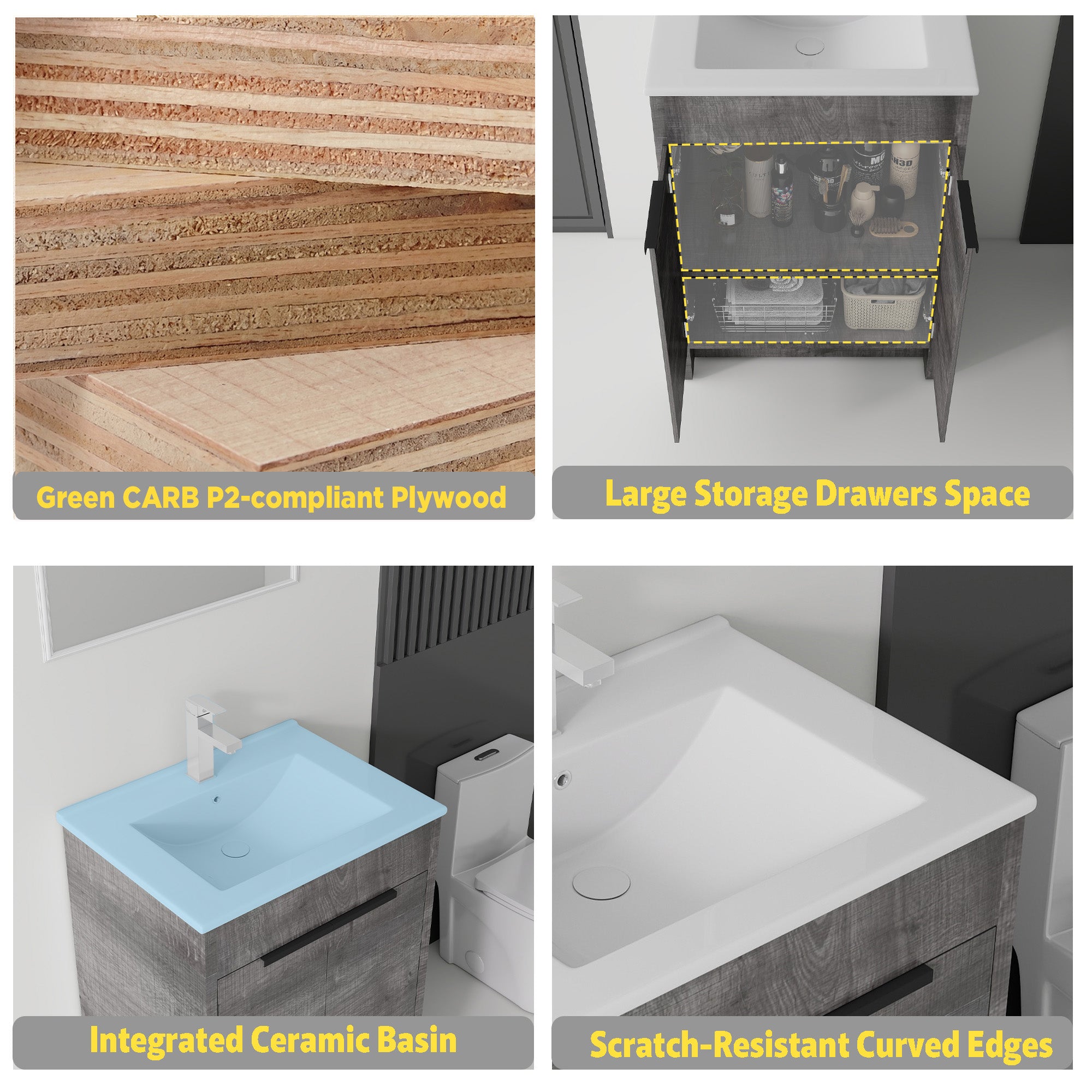 24 Inch Freestanding Bathroom Vanity with Sink