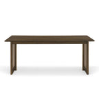 Walnut-Colored Rubber Wood Dining Table with Rattan Accents