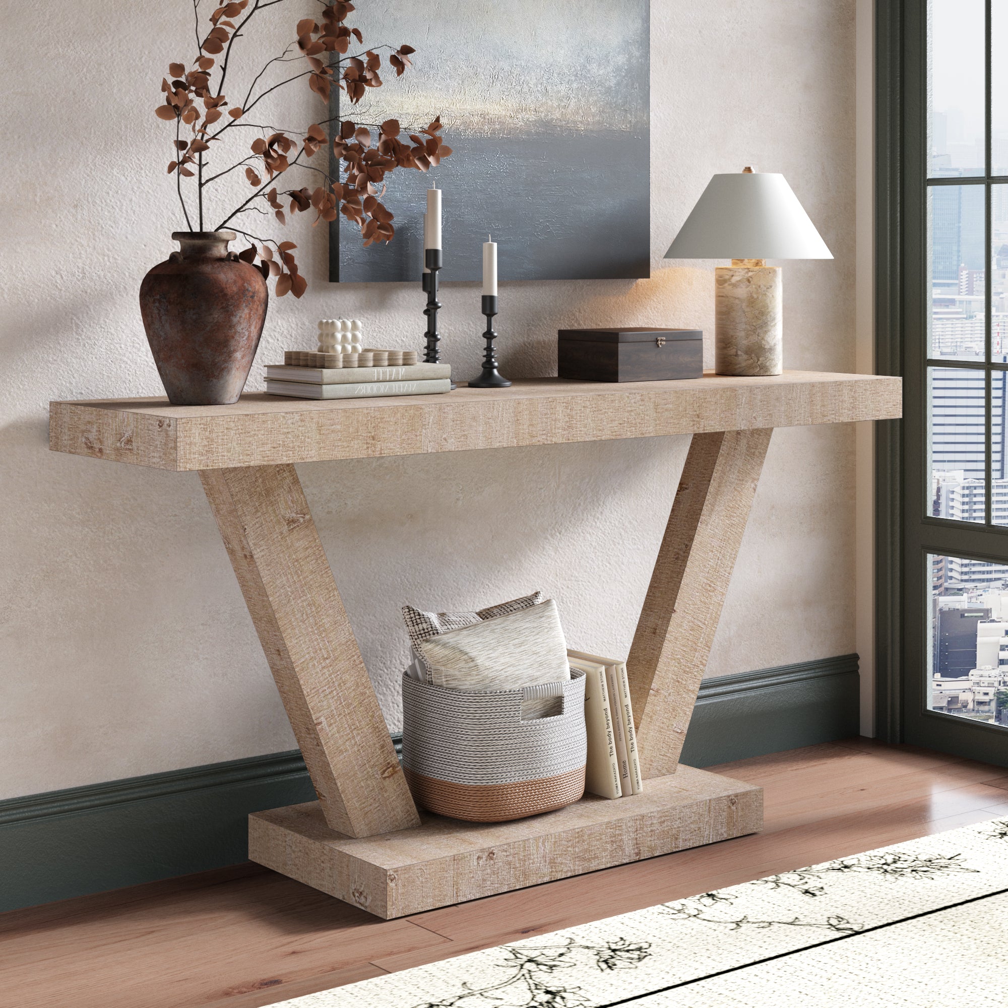 60 Inches Vintage Distressed Wood Entryway Bench with Storage