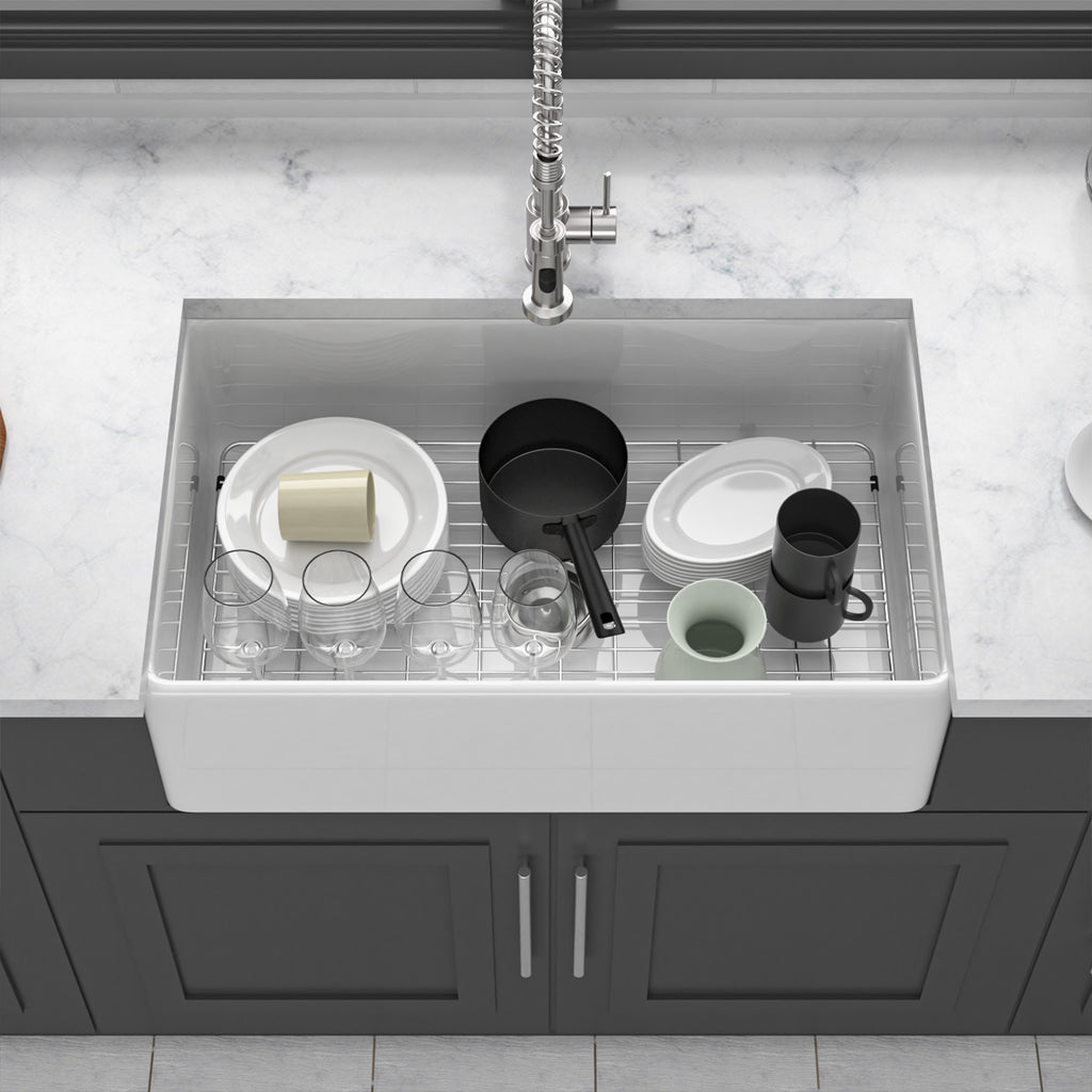 White Kitchen Sink - 33 x 18 x 10 Inch