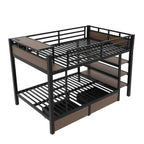 Full Size Metal Bunk Bed with Storage Shelves