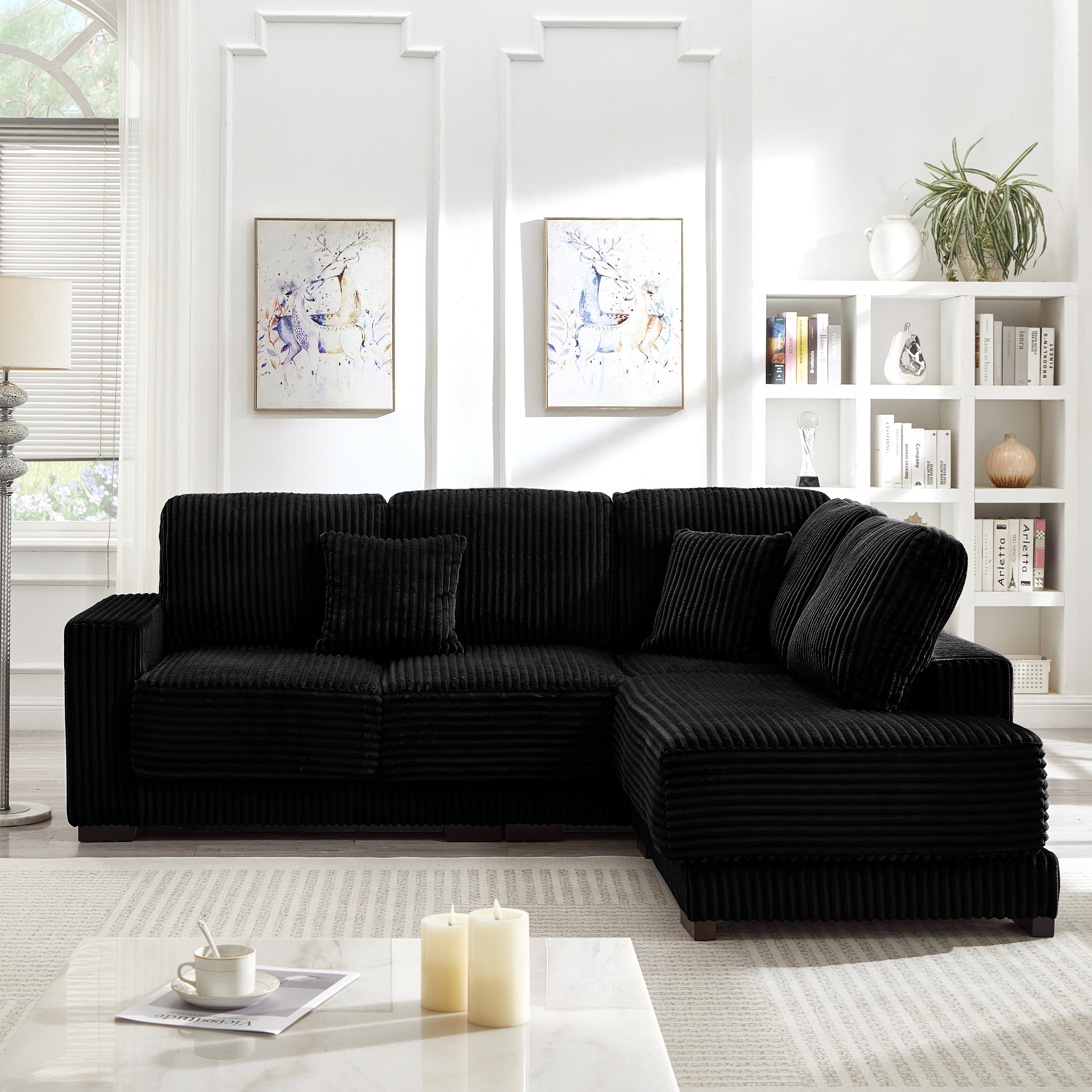 93" Sectional Sofa with Reversible Chaise Lounge
