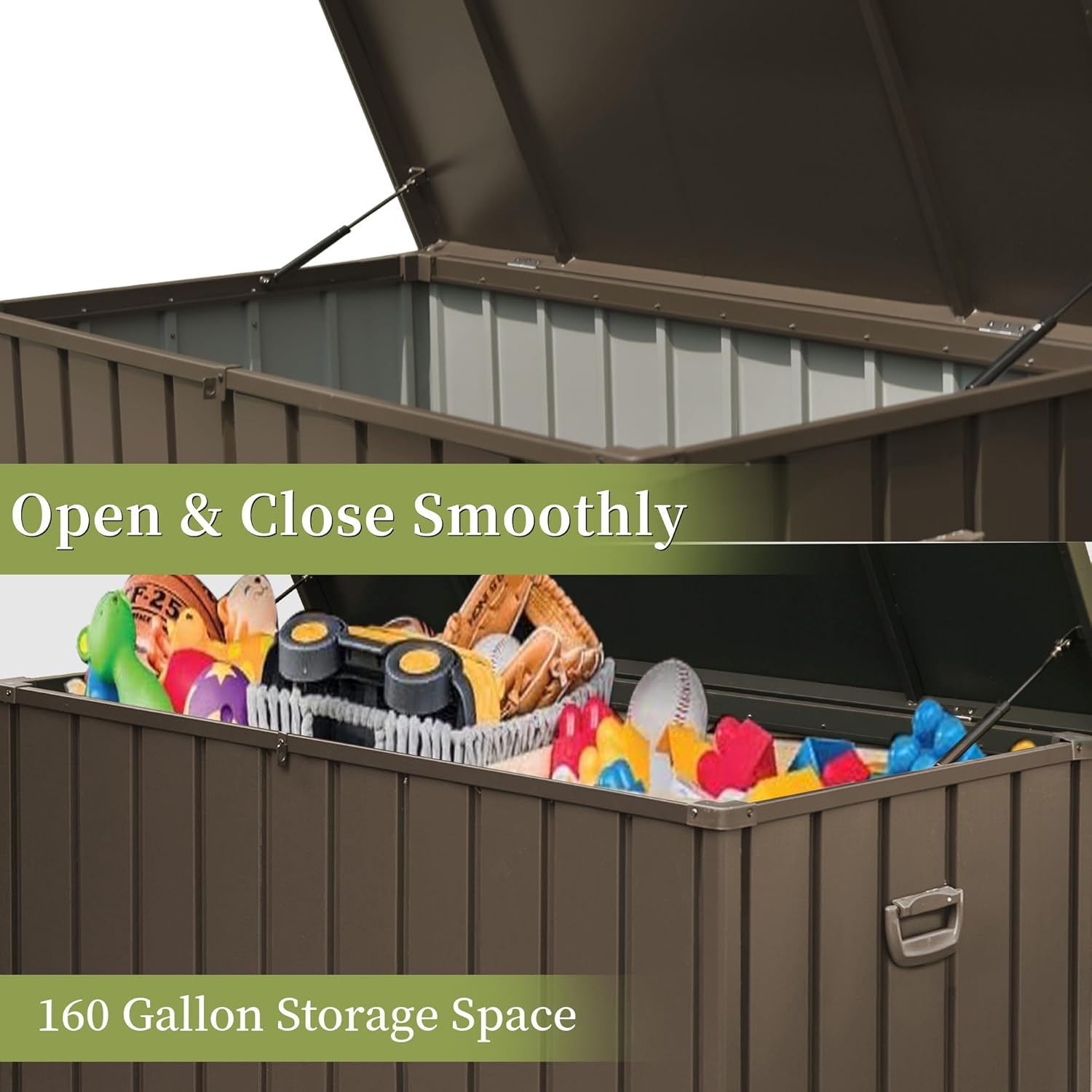 160 Gallon Outdoor Storage Deck Box - Waterproof Dark Brown