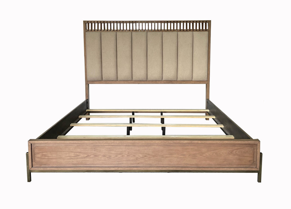 King Upholstered and Strap Panel Bed
