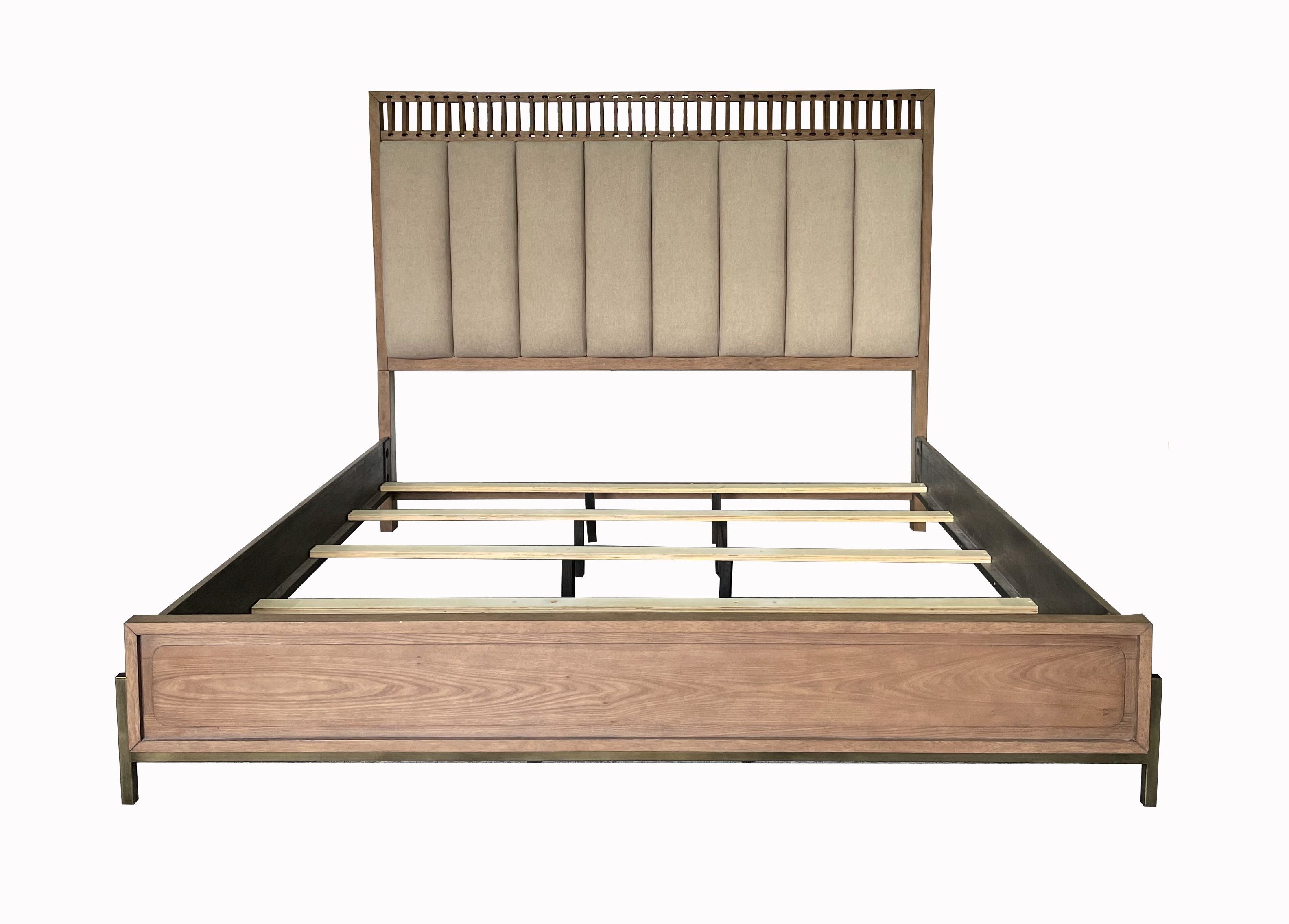 King Upholstered and Strap Panel Bed