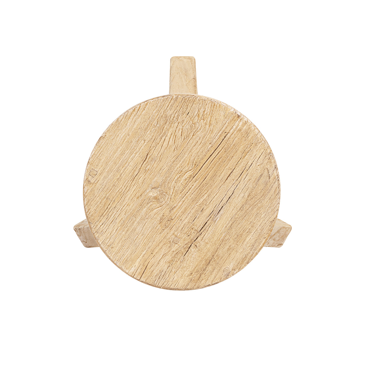 Linden Round Elm Wood Stool, 15.5-Inch, Light Natural Brown