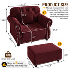 41.3" Upholstered Velvet Sofa with Nailhead Trim