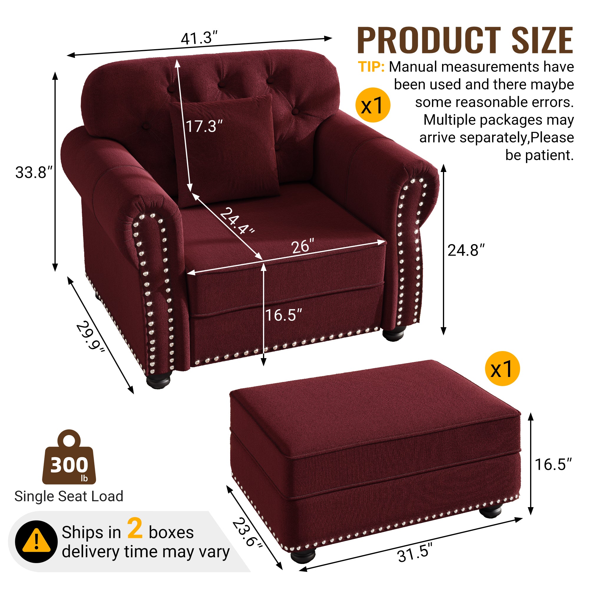 41.3" Upholstered Velvet Sofa with Nailhead Trim