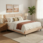 Simple Modern Camel Plush Soft Bed — King Size