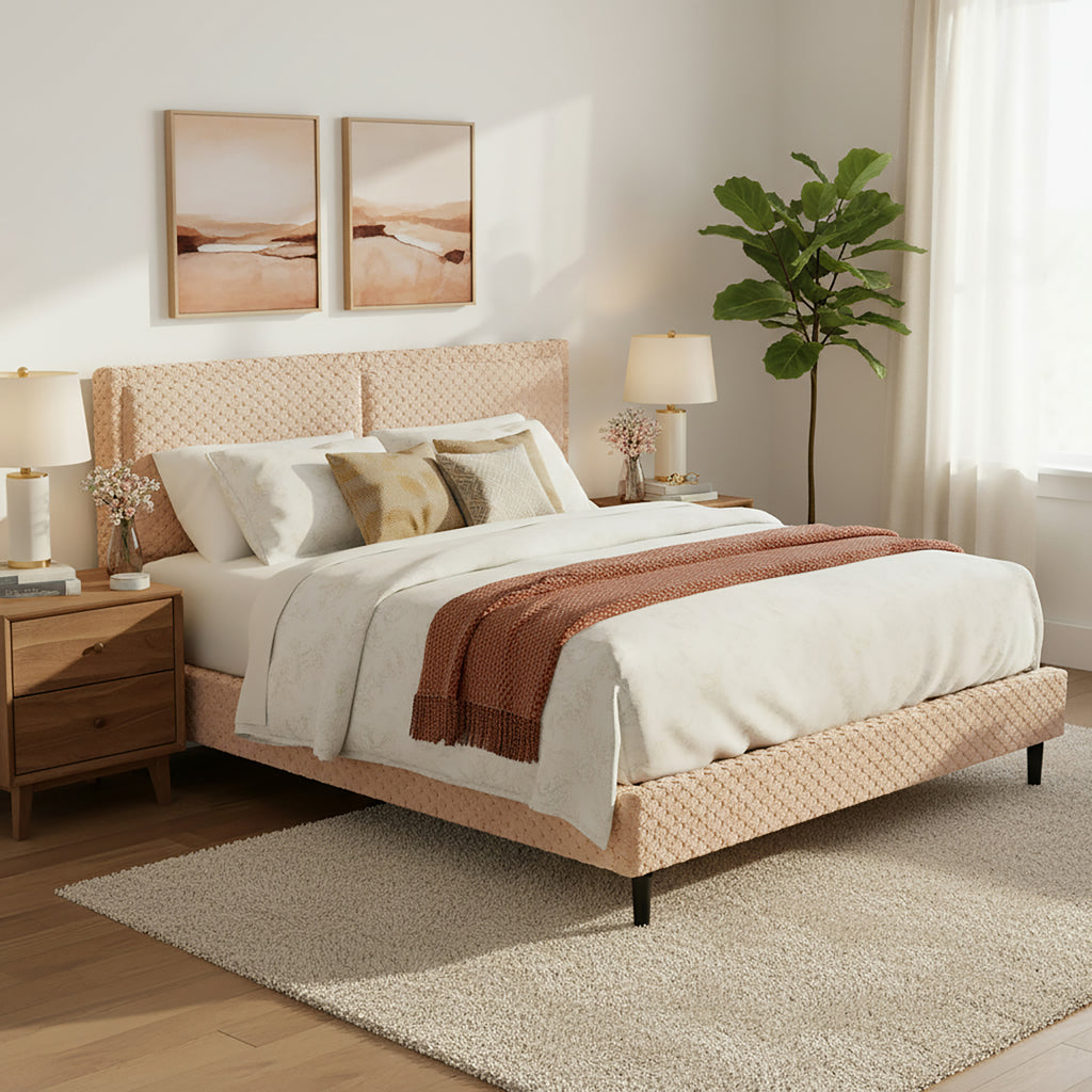 Simple Modern Camel Plush Soft Bed