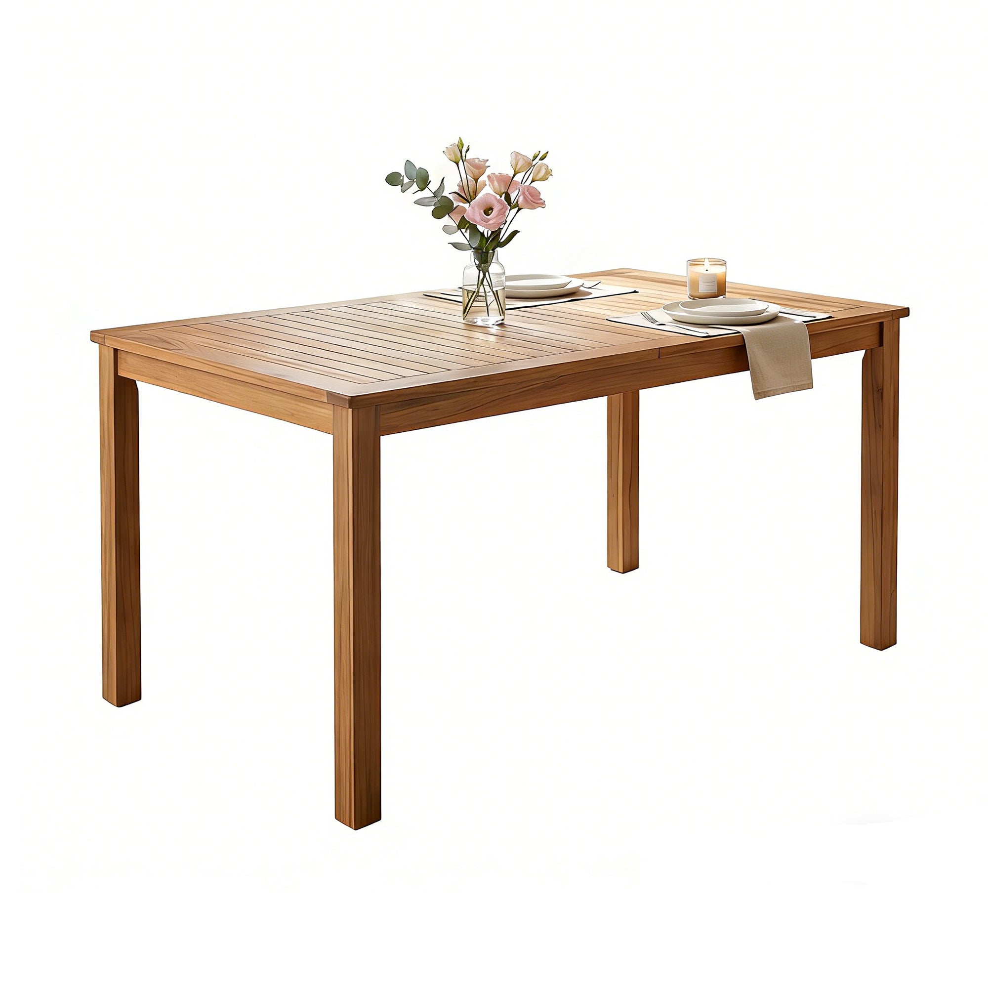 TOPMAX Patio Wooden Dining Table, Outdoor 67"L Rectangular Table