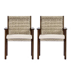 Outdoor Dining Chairs Set of 2 - Acacia Wood & Wicker Rattan