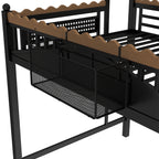 Full Size Loft Bed with Storage Shelves