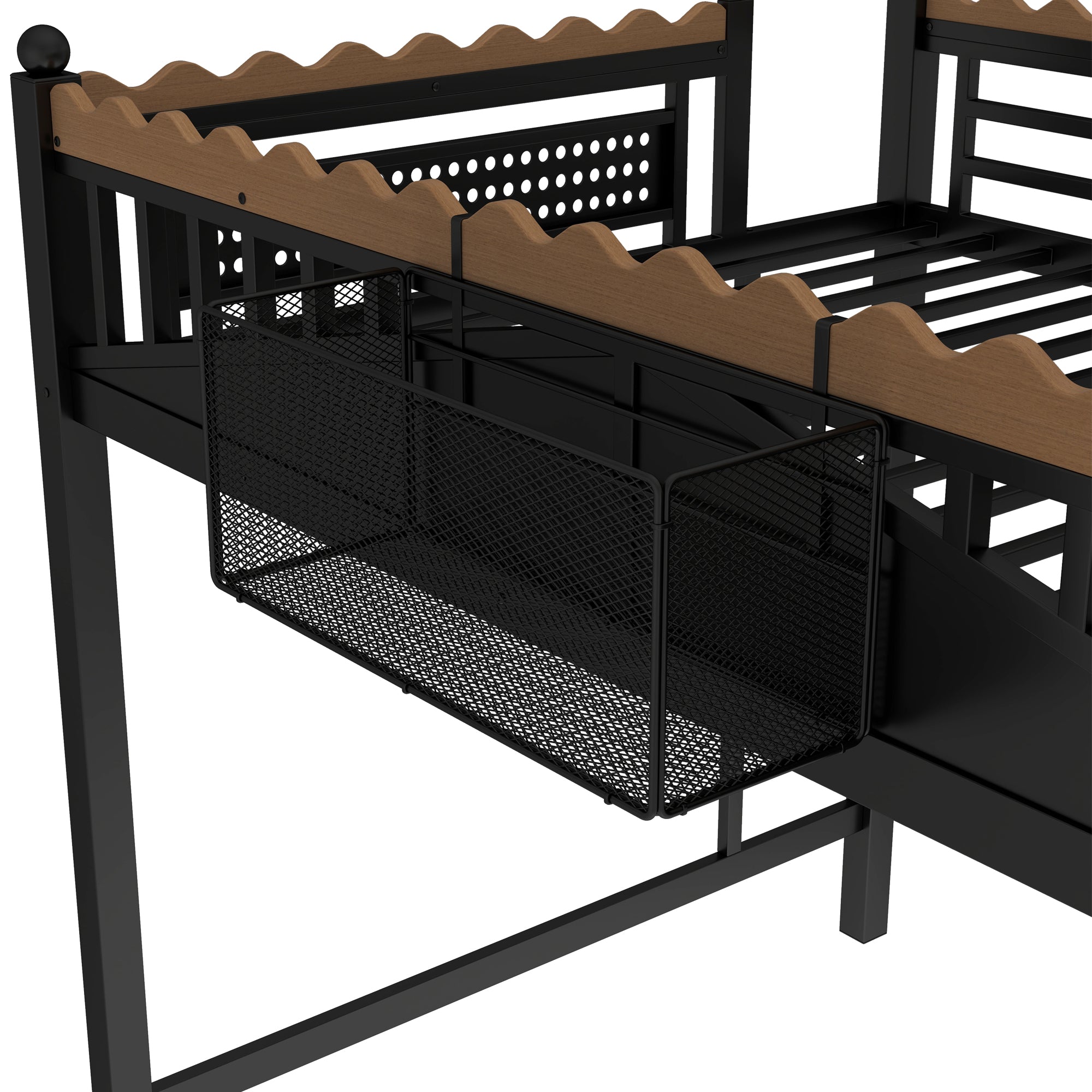 Full Size Loft Bed with Storage Shelves