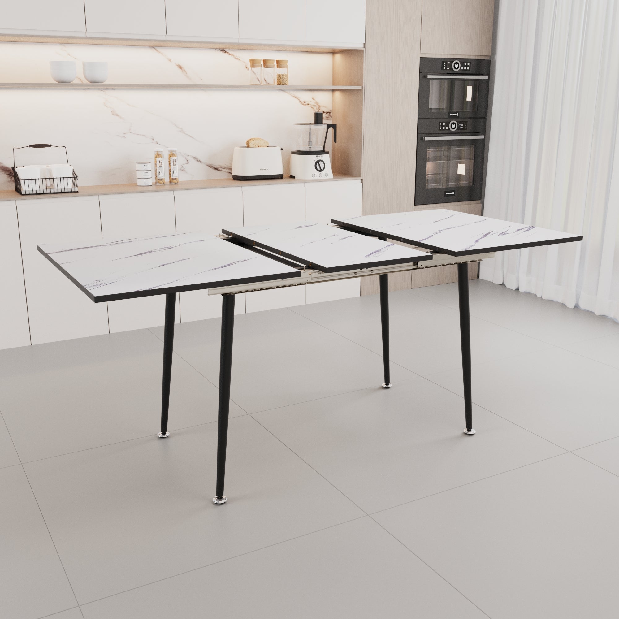 47"-63" Extendable MDF Modern Dining Table and Chair Set