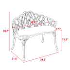 Tulip Patio Garden Bench - Cast Aluminum with Floral Backrest