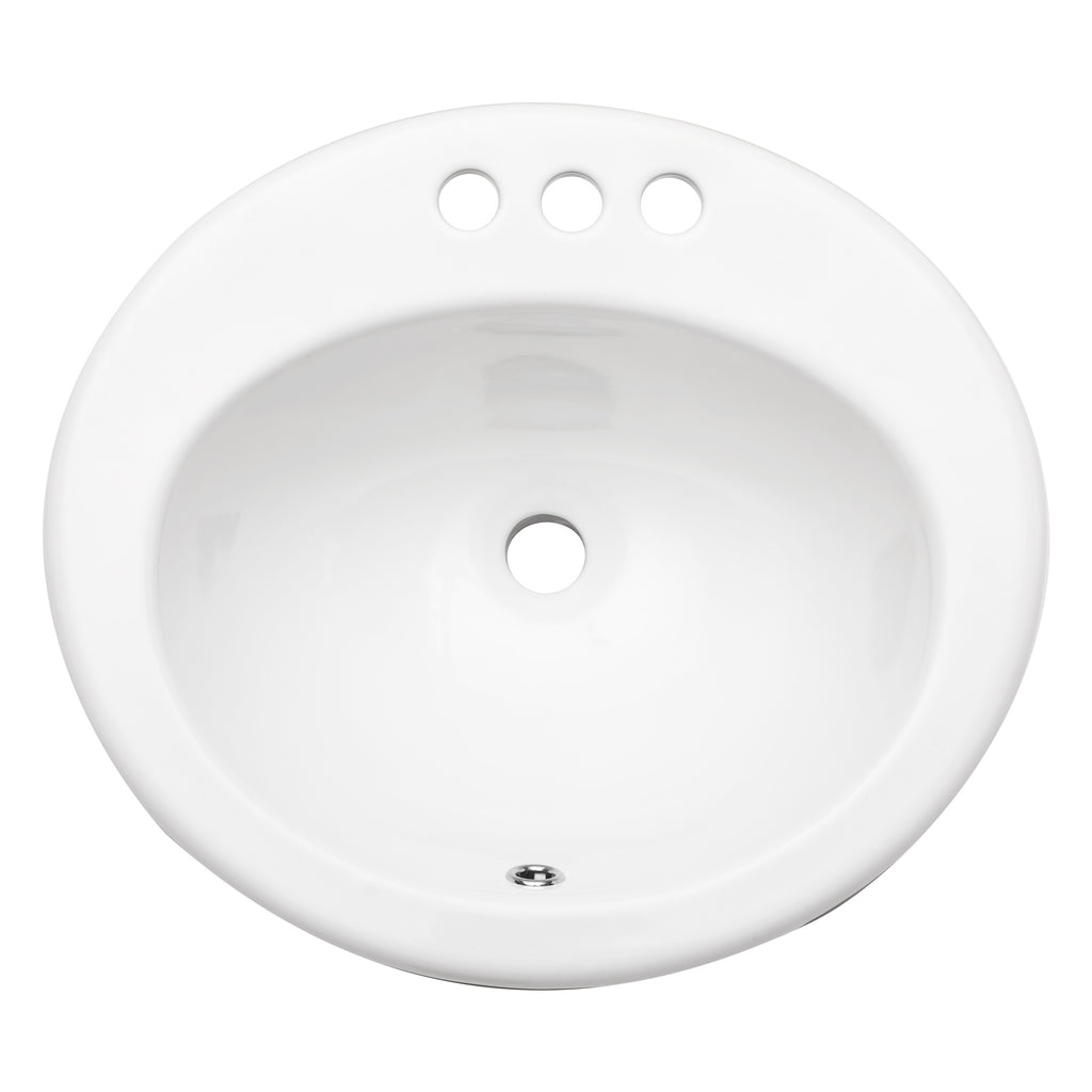20"x18" White Ceramic Oval Drop In Bathroom Sink