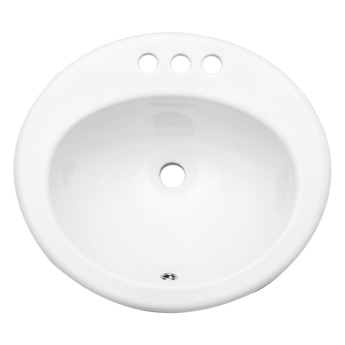 20"x18" White Ceramic Oval Drop In Bathroom Sink