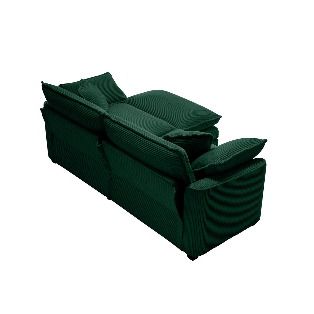 Corduroy Two-Seater Sofa with Ottoman