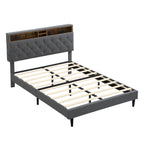 King-Size Upholstered Platform Bed Frame with Modern Button-Tufted