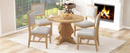 TREXM Farmhouse 5-Piece Dining Table Set with 4 Upholstered Chairs