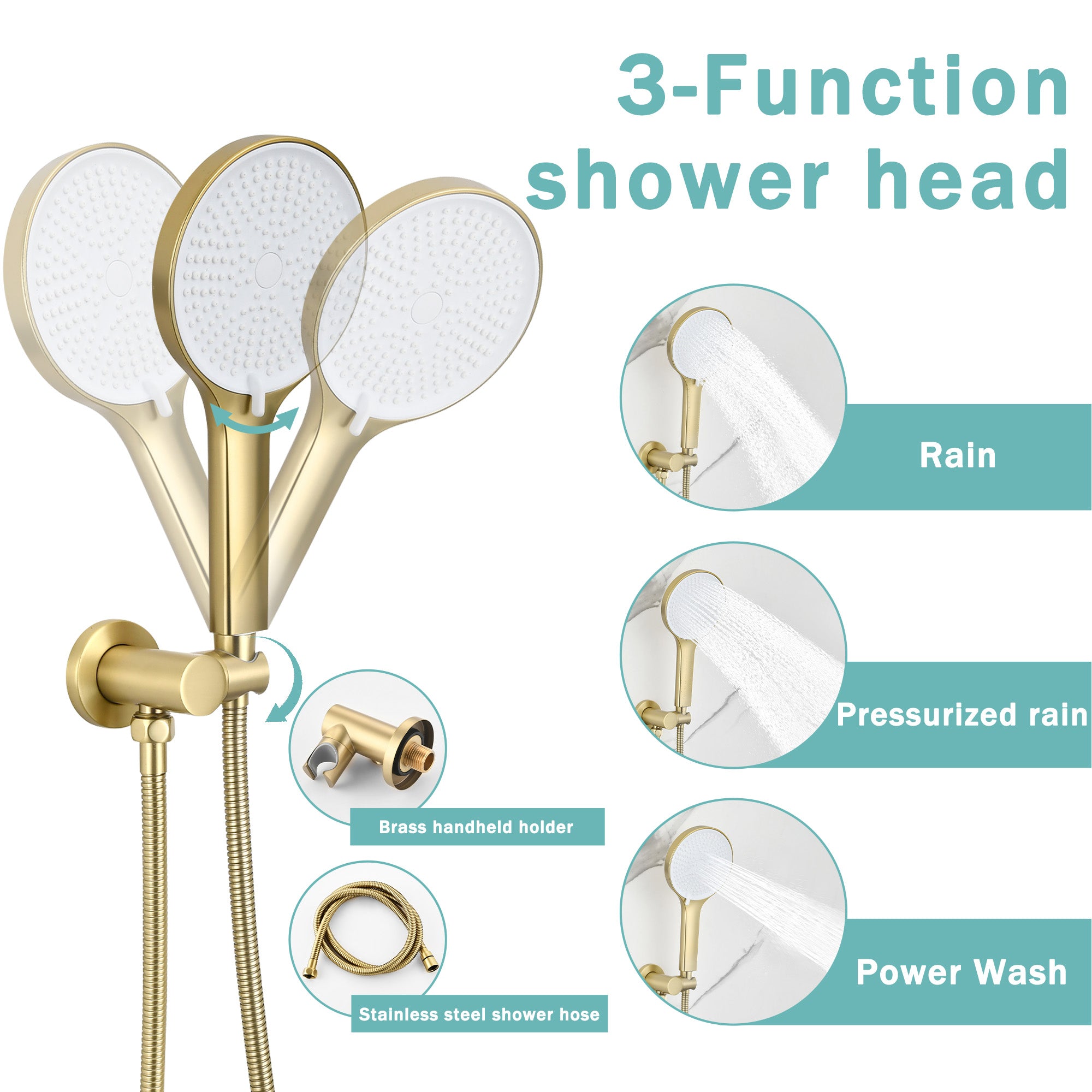 Luxury 3-Function Shower System Set - Solid