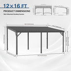 12'x16' Hardtop Lean to Gazebo with Gutters