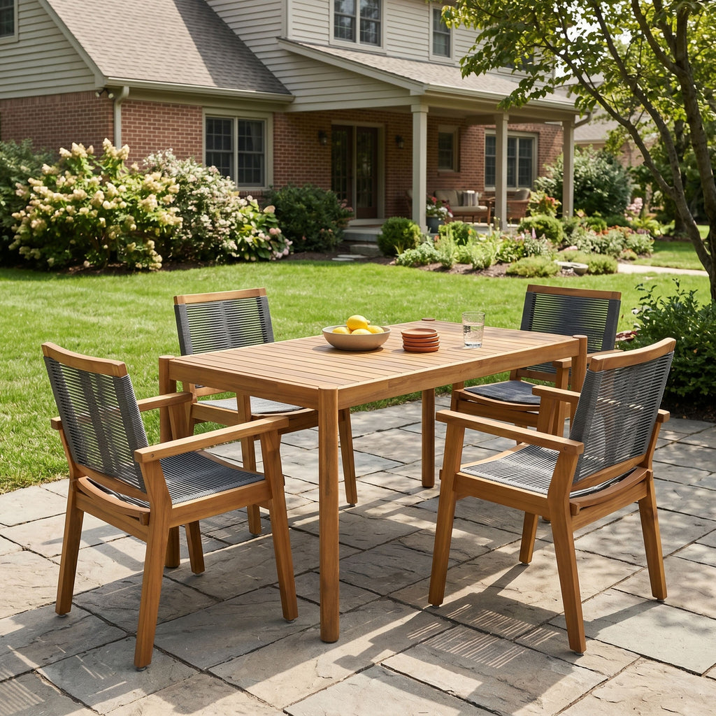5-Piece Outdoor Acacia Wood Dining Set