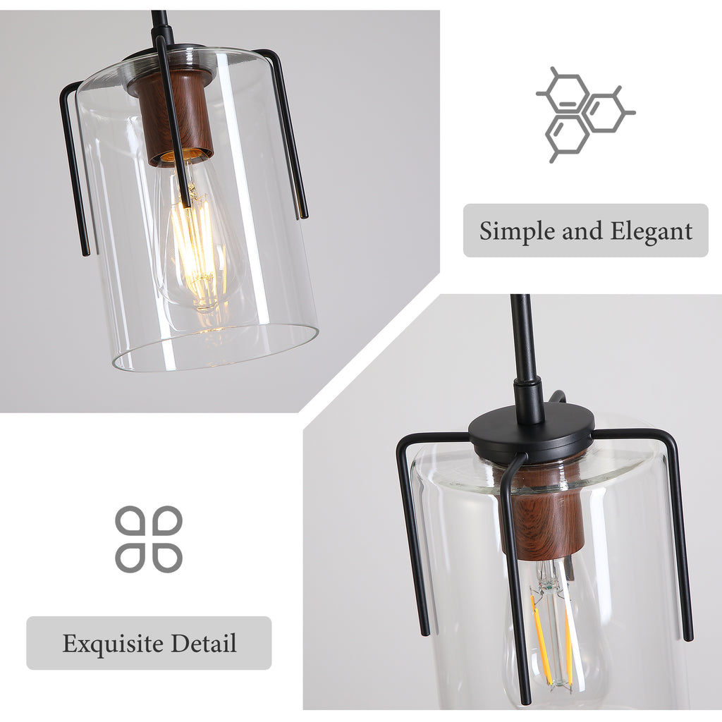 Modern Industrial Pendant Light with Clear Glass Shade