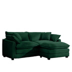 Corduroy Two-Seater Sofa with Ottoman