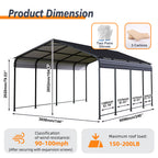 12x20 FT Heavy Duty Metal Carport with Galvanized Steel Roof