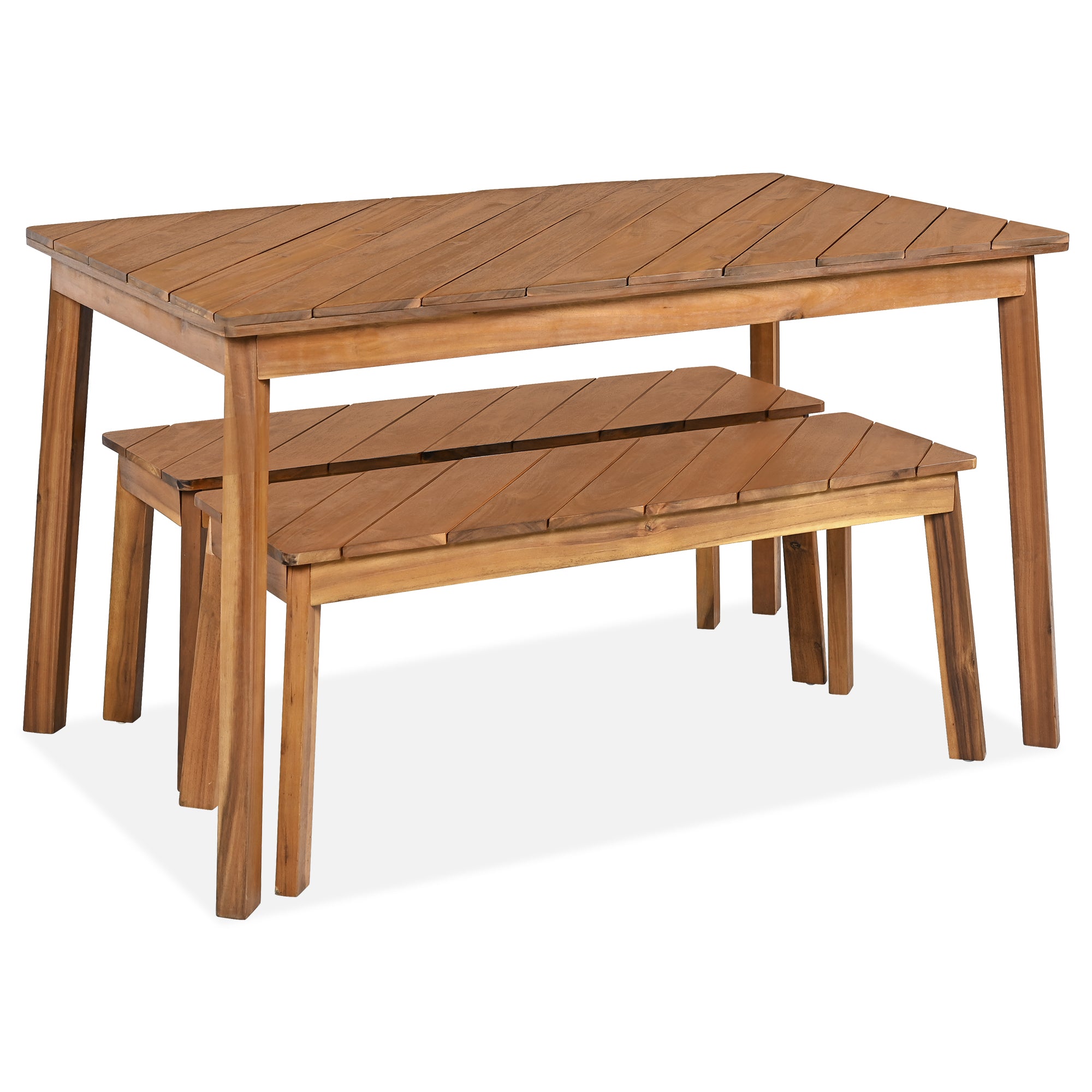 Acacia Wood 3 Piece Dining Set for Indoor & Outdoor Use
