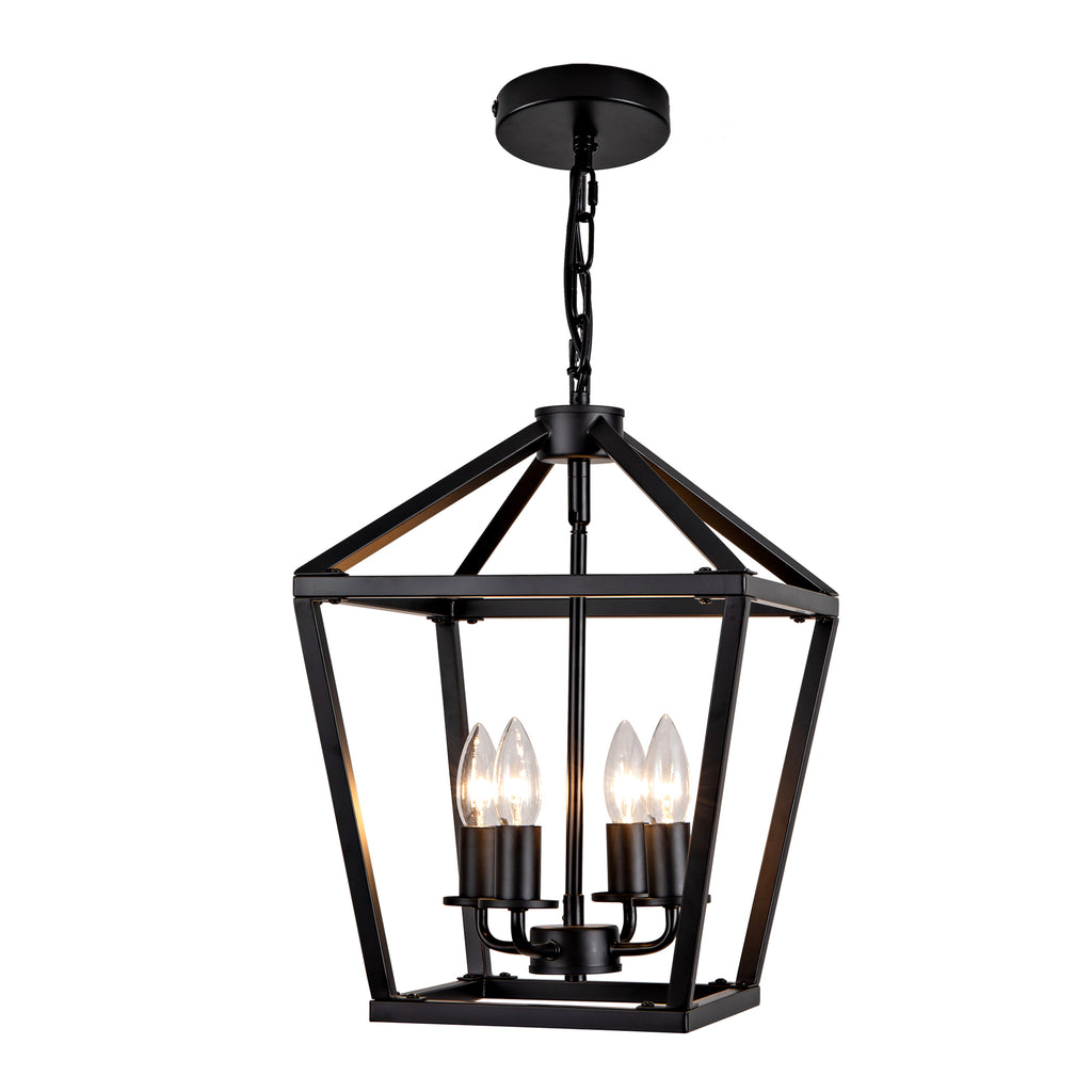 Farmhouse Lantern Chandelier 4-Light, Industrial