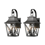 Black Outdoor Wall Lantern 2-Light Set