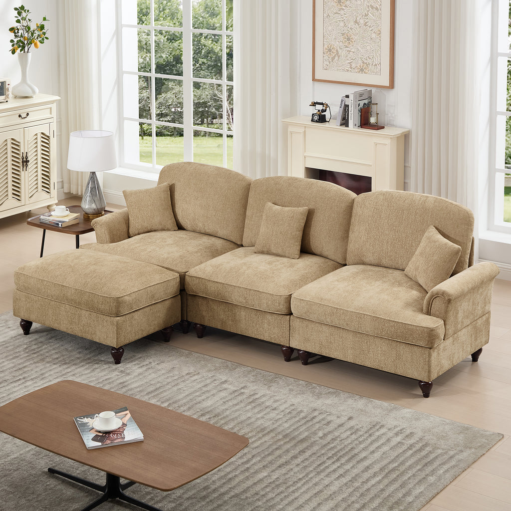 Mid Century Three Seater Modular L Shaped Sectional Couch