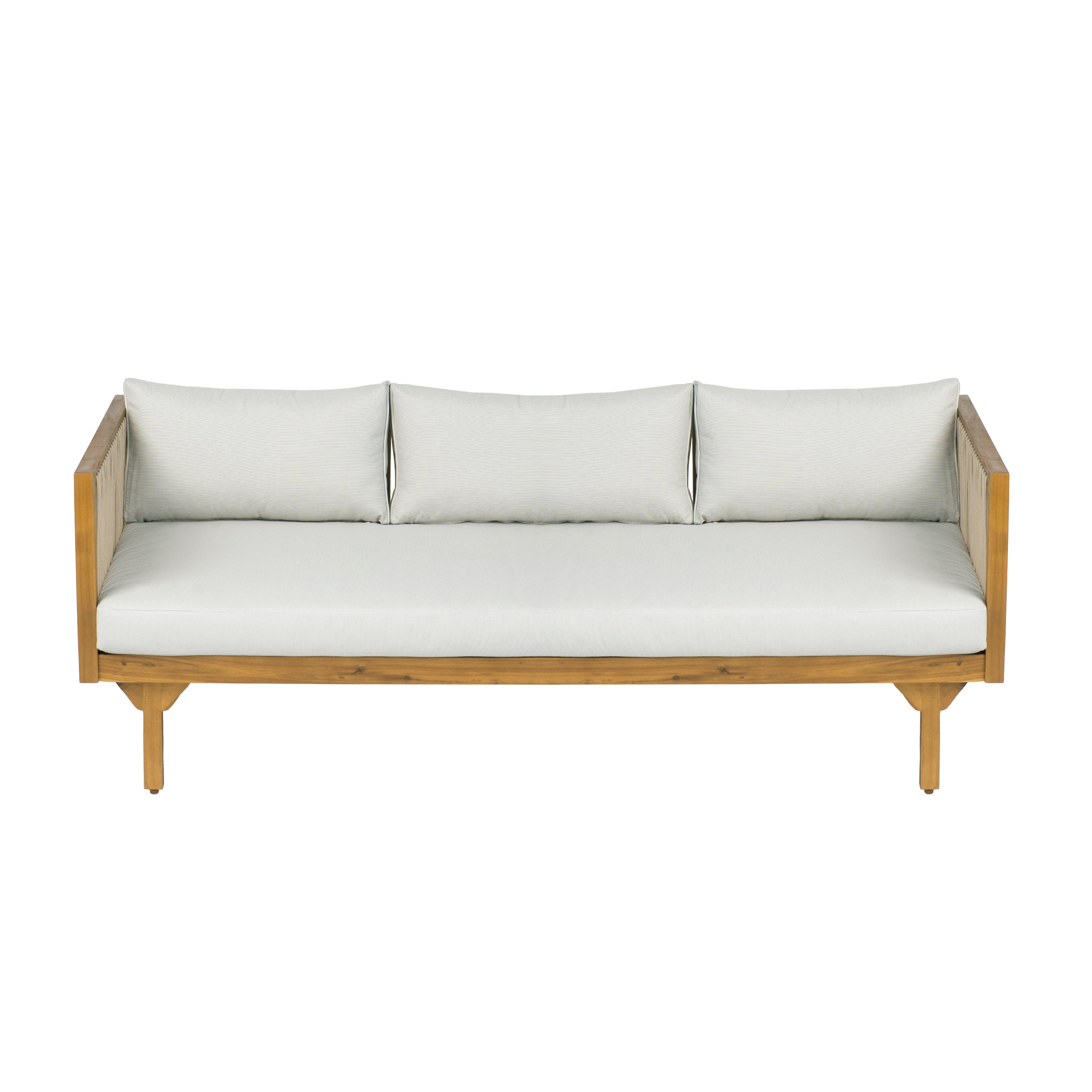Outdoor Patio Sofa with Acacia Wood and Rope Design