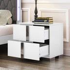 Elegant Nightstand with Metal Foot, Mirrored Bedside Table