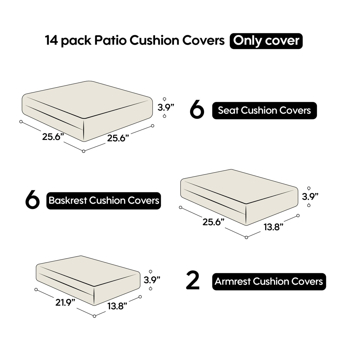 Cushion Covers for 7 Pcs Wicker Rattan Sectional Sofa