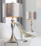 27" Contemporary Metal Table Lamp in Brushed Nickel